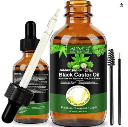 Uocasi Black Castor Oil for Hair Growth (2.02 fl oz), Jamaican Eyelashes and Eyebrows, Nourishes Hydrates Hair, Skin & Nails, Organic Regrowth Treatments, Avoid Loss, Thinning Men Women