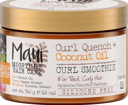 Maui Moisture Curl Quench + Hydrating Coconut Oil Curl Smoothie Hair Mask For Curly Hair 340g|Detangle, Defrizz and Define Curls|Use as Hair Styling Cream or Detangler