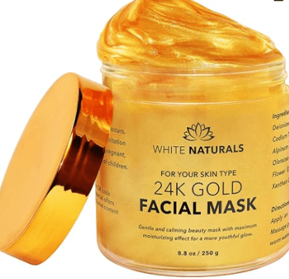 White Naturals One Day Sale 24K Gold Facial Mask, Anti-Aging Gold Face Mask For Flawless & Moisturizes Skin, Helps Reduces Wrinkles, Fine Lines & Acne Scars, Removes Blackheads, Dirt & Oils