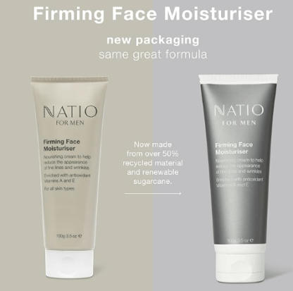 Natio Australia Firming Face Moisturiser for Men 100g - Men's Face Lotion to Help Slow Visible Signs of Ageing, For All Skin Types - Made in Australia