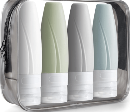 Portable Travel Bottles TSA Approved, INSFIT 2oz/60ml Leak Proof BPA Free Silicone Cosmetic Travel Size Toiletry Containers, Squeezable Silicone Tubes, Refillable Bottles for Shampoo 4 Pack