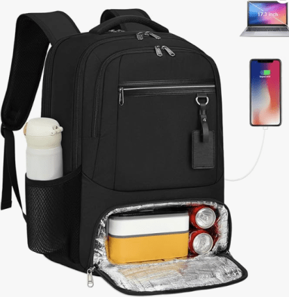 NEWHEY Lunch Backpack 17.3 Inch Laptop Backpack with USB Charging Port Waterproof Travel Backpack Portable Computer Backpacks