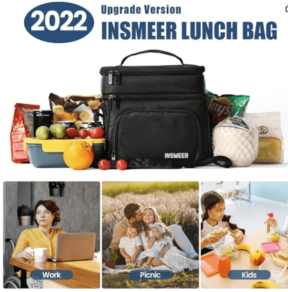 INSMEER 16L Lunch Bag, 2 Decks Insulated Lunch Bag for Work 100% Leakproof Insulated Large Lunch Box Cooler with Shoulder Strap Lightweight Lunch Bag for Women Men Office Picnic - Image 2